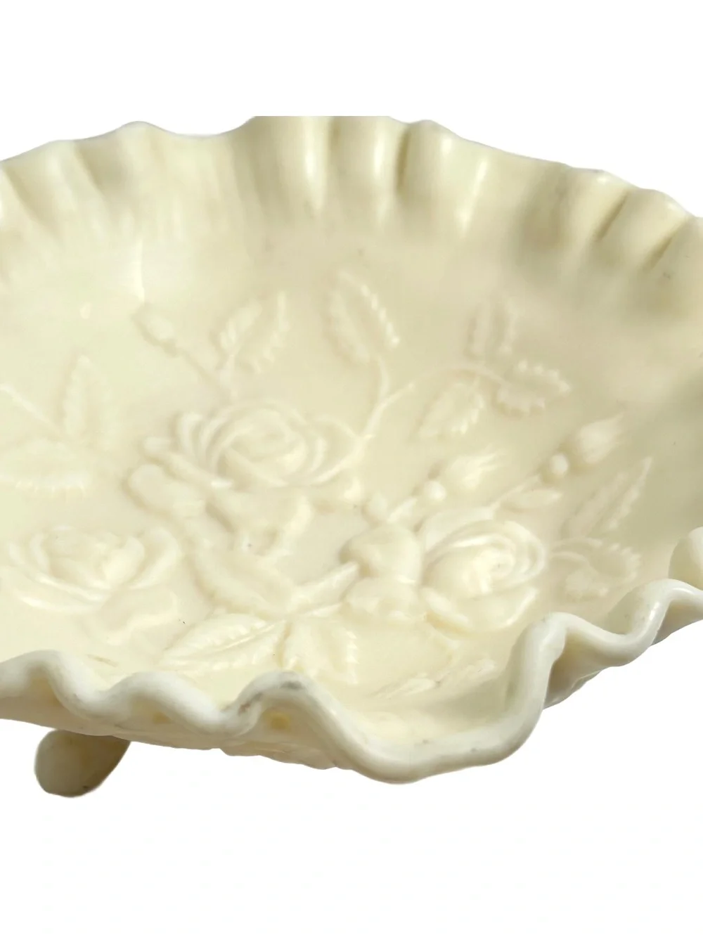 Vintage Imperial Glass Ohio Crimped “Rose” Bowl